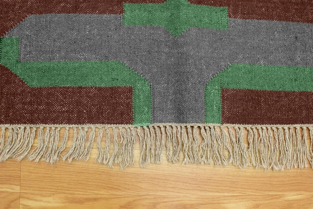 Multicolor Handmade Kilim Wool Durable Rustic Look Farmhouse Jute Rug -Rectangle Boho Mats Boho Area Carpet