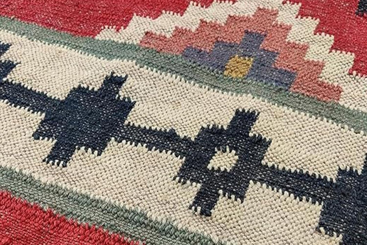 Rectangle Boho Mats Multicolor Handmade Kilim Wool Durable Rustic Look Farmhouse Jute Rug - Boho Area Carpet