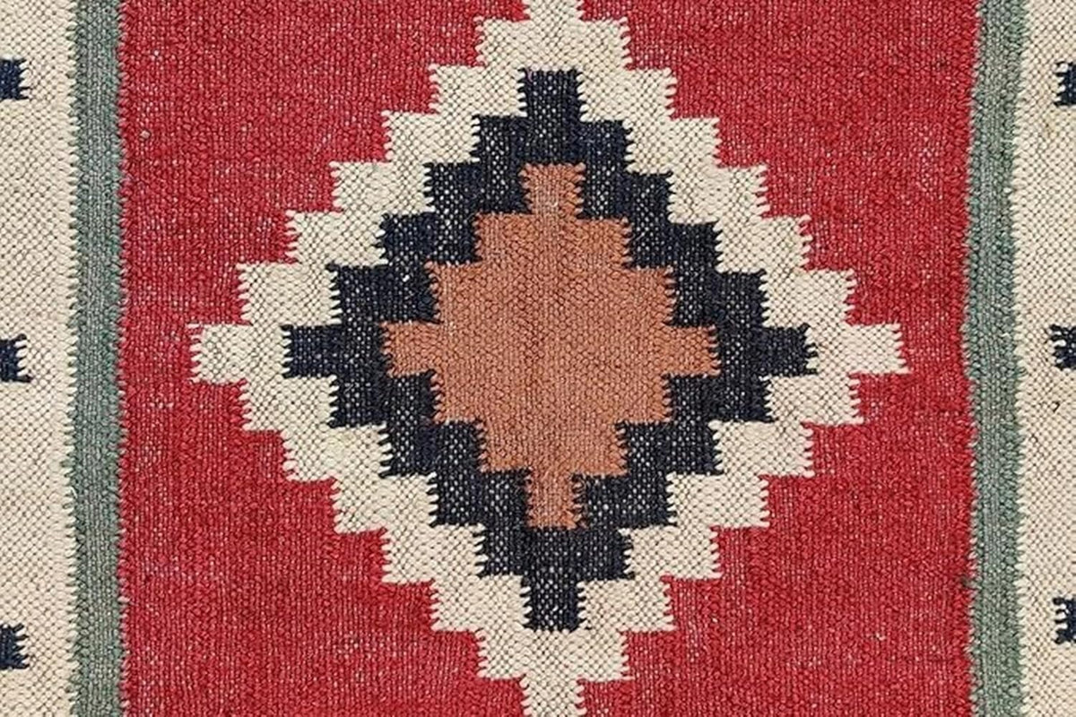 Rectangle Boho Mats Multicolor Handmade Kilim Wool Durable Rustic Look Farmhouse Jute Rug - Boho Area Carpet