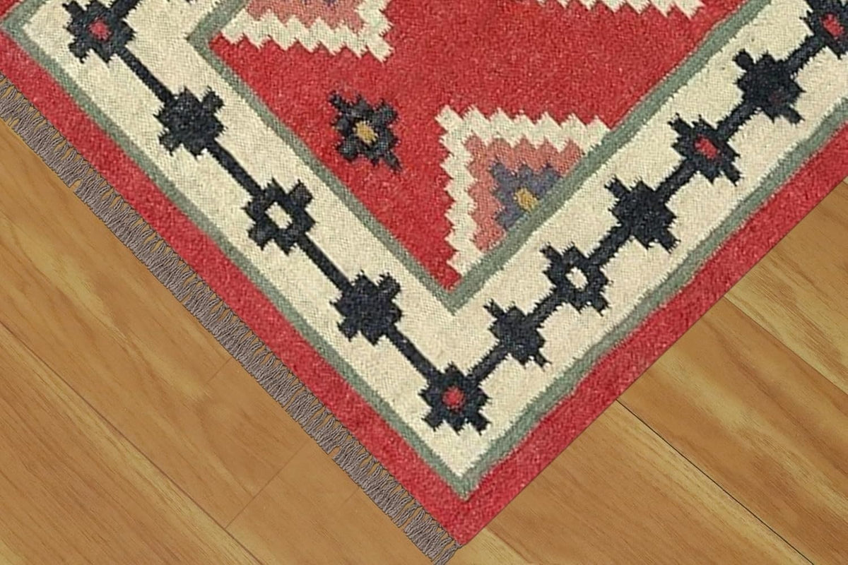 Rectangle Boho Mats Multicolor Handmade Kilim Wool Durable Rustic Look Farmhouse Jute Rug - Boho Area Carpet