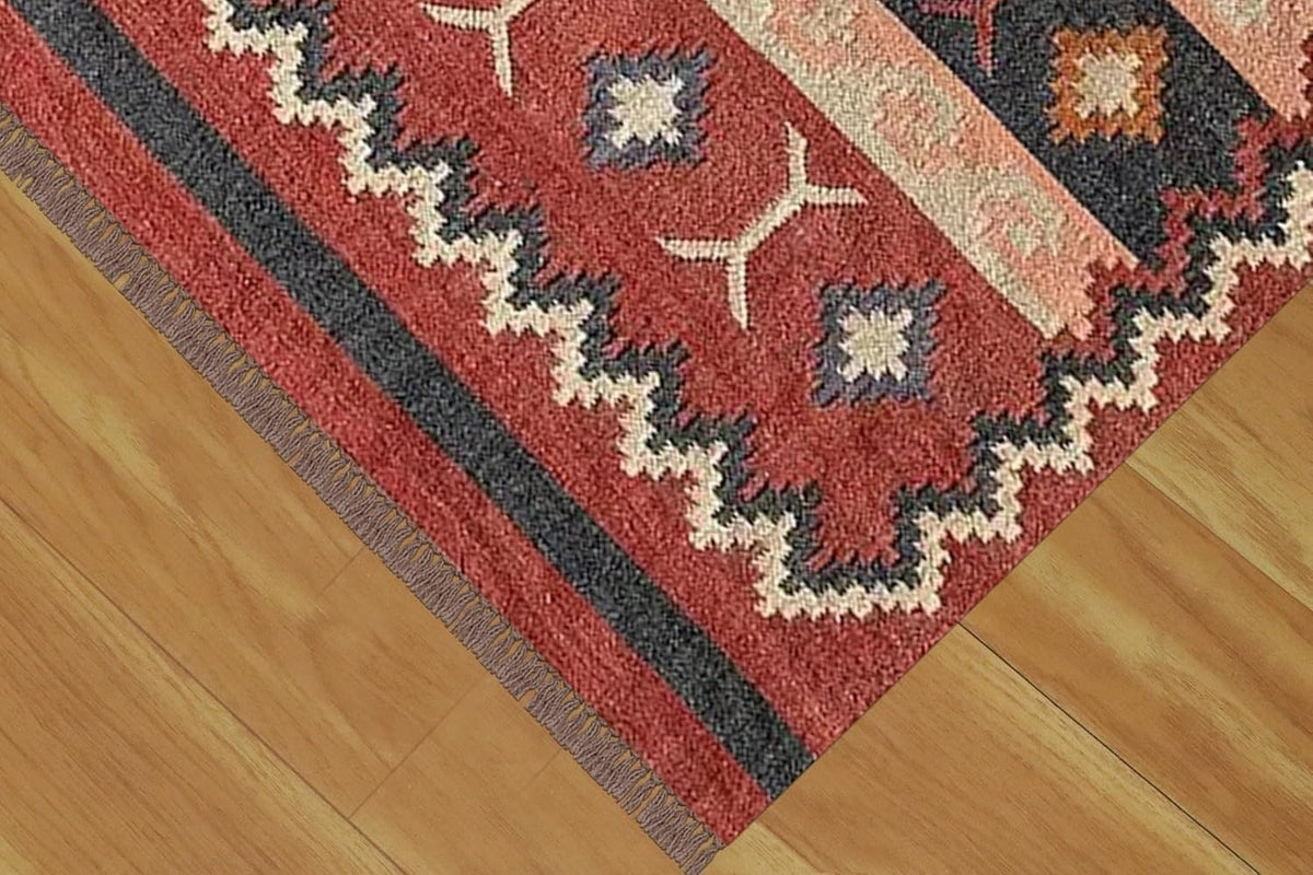 Handmade Kilim Rectangle Boho Mats Wool Durable Rustic Look Boho Area Carpet Farmhouse Jute Rug Multicolor
