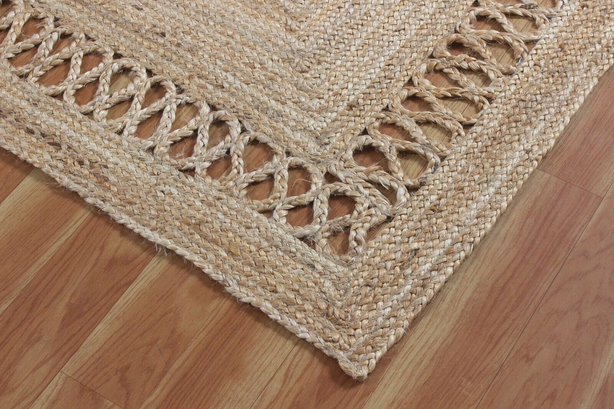 Rectangle Natural Jute Area Rug Hand Woven Braided Farmhouse Carpet Rag Rug for Kitchen Living Room and Bedroom Sisal Area Rug