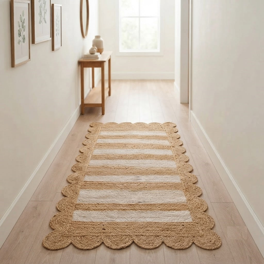 Rectangle Area Rug Boho Hand Woven Natural Jute Vintage Rug Home Decor Farmhouse Carpet Rag Rug for Kitchen Living Room and Bedroom