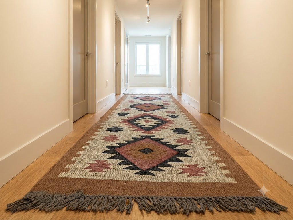 Rectangle Kilim Rug Wool Area Rug Wool & Braided Jute Rug Flatweave Rug High Traffic Area Lake House Bedroom Bedside Runner Kitchen Hallway Indoor Outdoor Rug