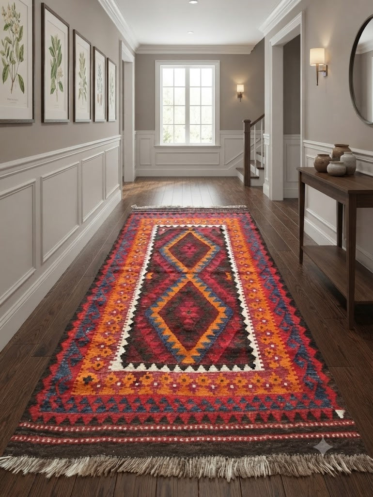 Kilim Wool Jute Rug - Handmade Durable Rustic Look Rectangle Area Carpet Carpets