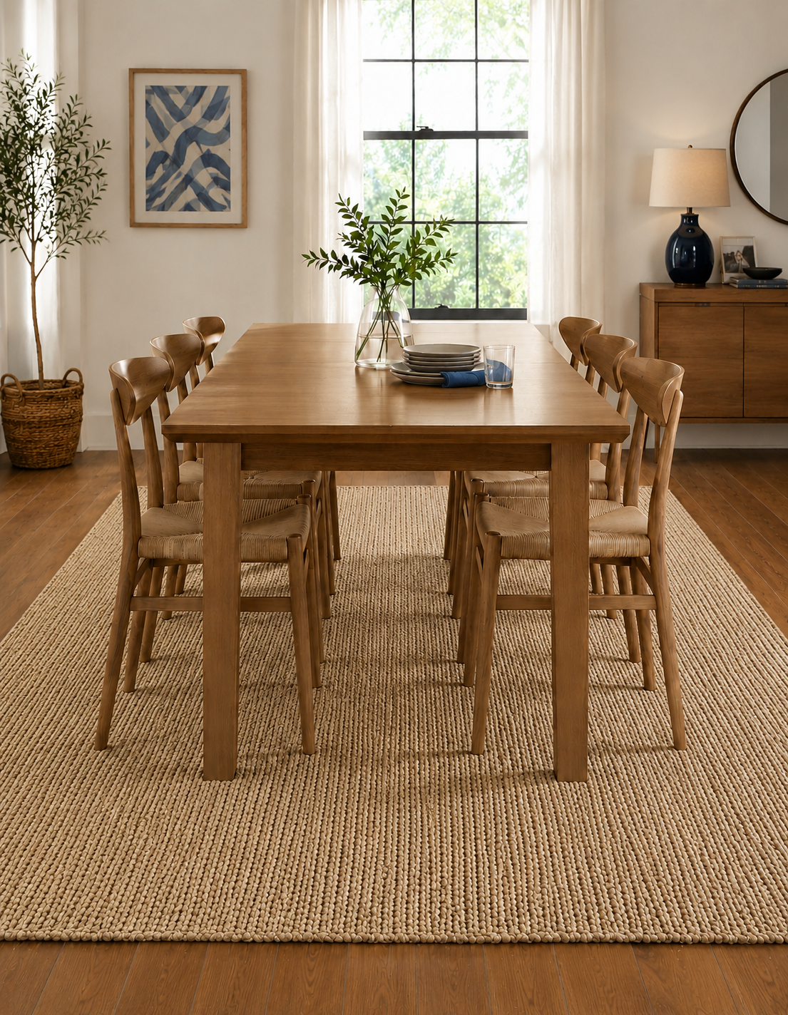 Natural Handwoven Jute Area Rug Natural Beige Farmhouse Boho Rug for Living Room, Bedroom & Entryway Rustic Indoor Floor Mat