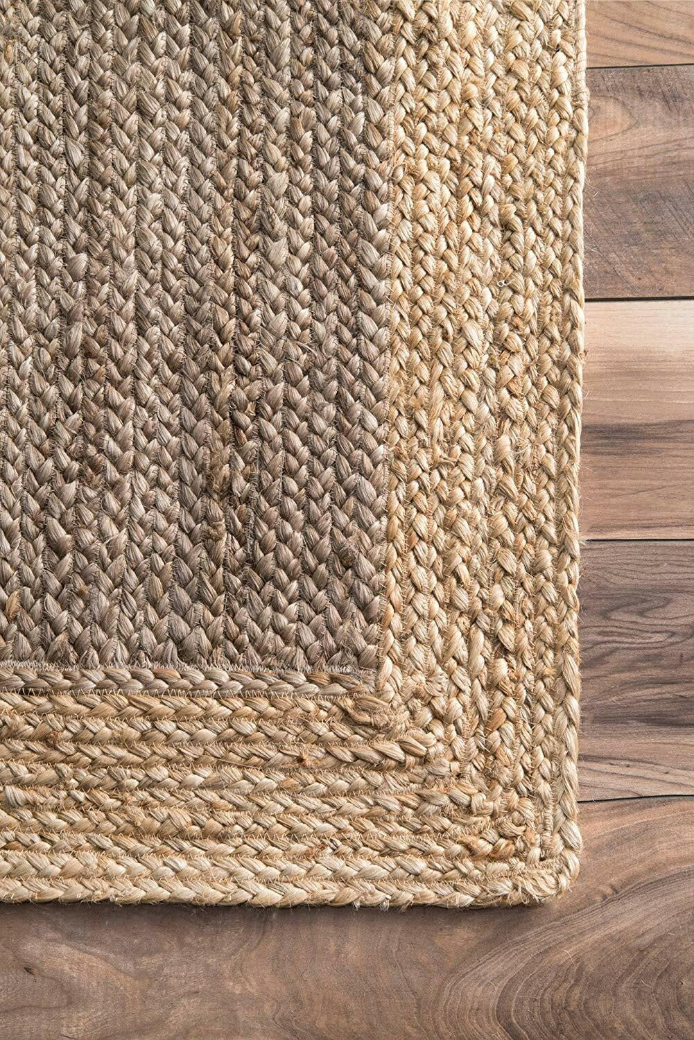 Rectangle Natural Jute Area Rug Hand Woven Braided Sisal Rug Home Decor Farmhouse Carpet Rag Rug for Kitchen Living Room and Bedroom