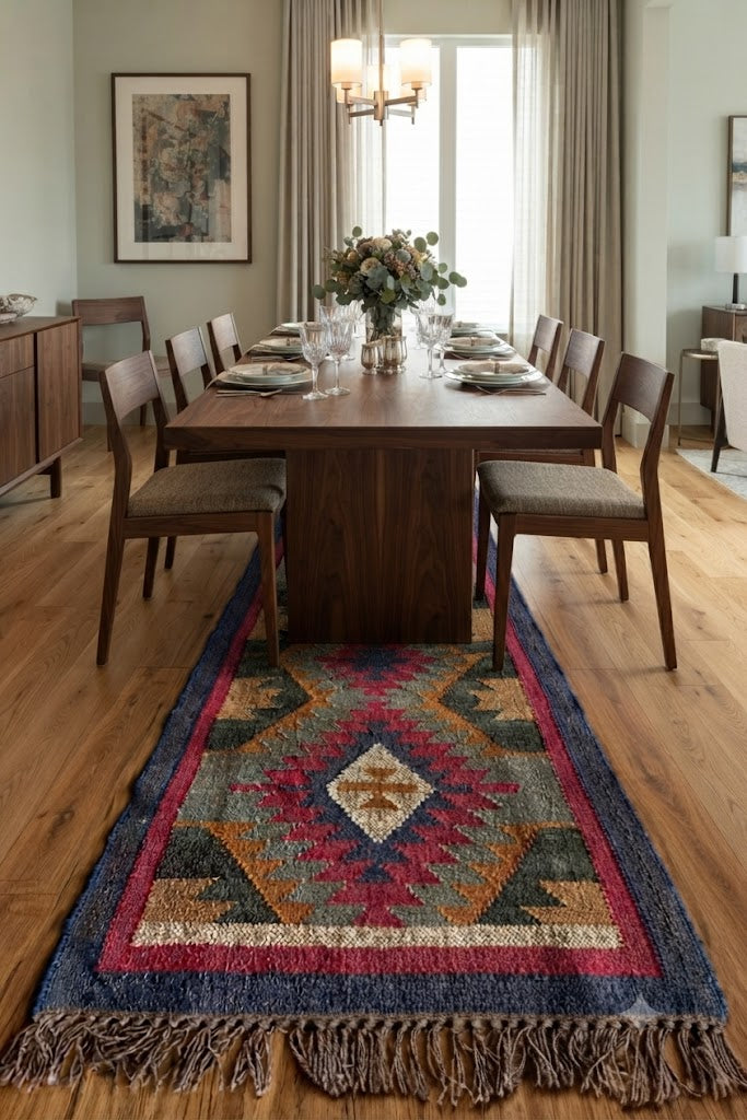 Rectangle Kilim Wool Jute Vintage Rug – Durable Handcrafted Area Rug for Modern Home Décor, Hallway, Bedroom