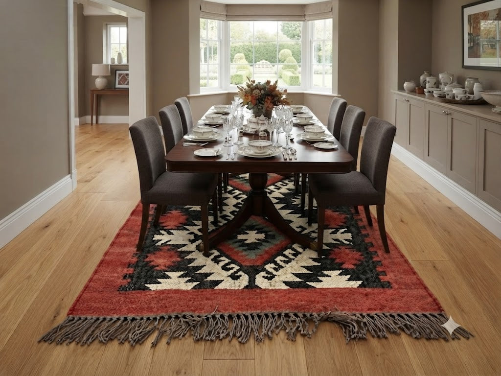 Rectangle Farmhouse Kilim Wool Jute Vintage Rug – Durable Handcrafted Area Rug for Modern Home Décor