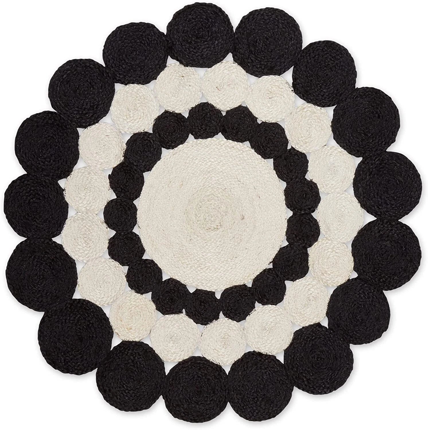 Jute Rug Round Shape Area Rug 100% Hand Braided Rustic Look Area Rug for Home Decor Farmhouse Boho Carpet Mats