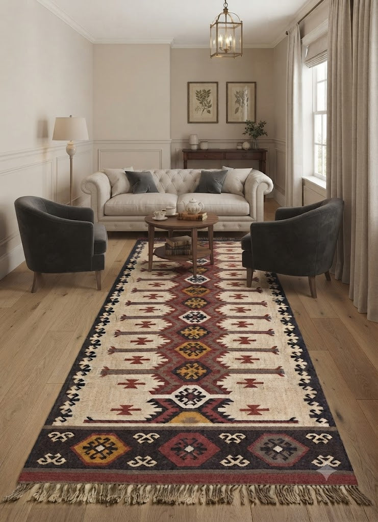 Rug Wool Jute Handmade Rectangle Vintage Kilim Handwoven Carpet Area Rug