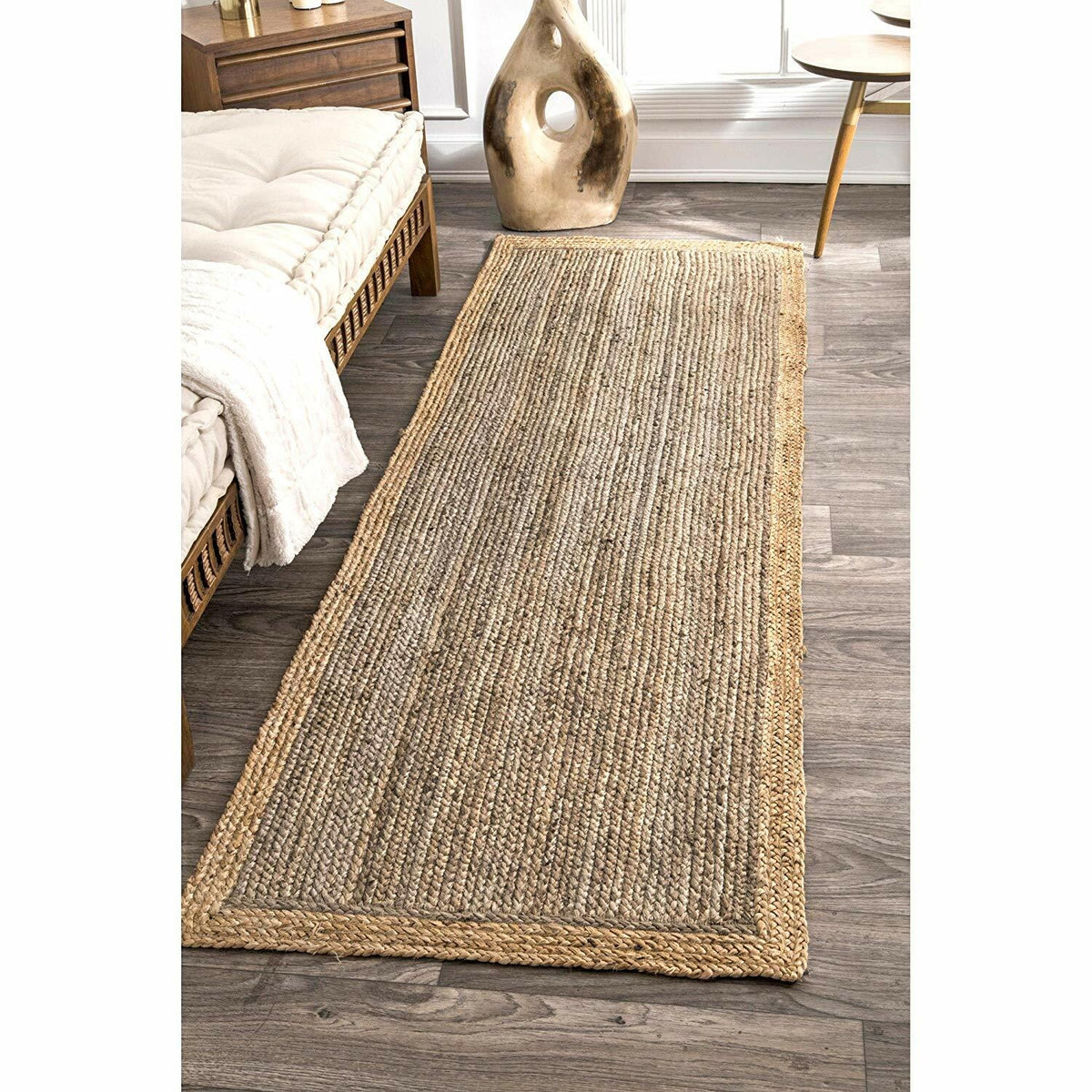 Rectangle Natural Jute Area Rug Hand Woven Braided Sisal Rug Home Decor Farmhouse Carpet Rag Rug for Kitchen Living Room and Bedroom