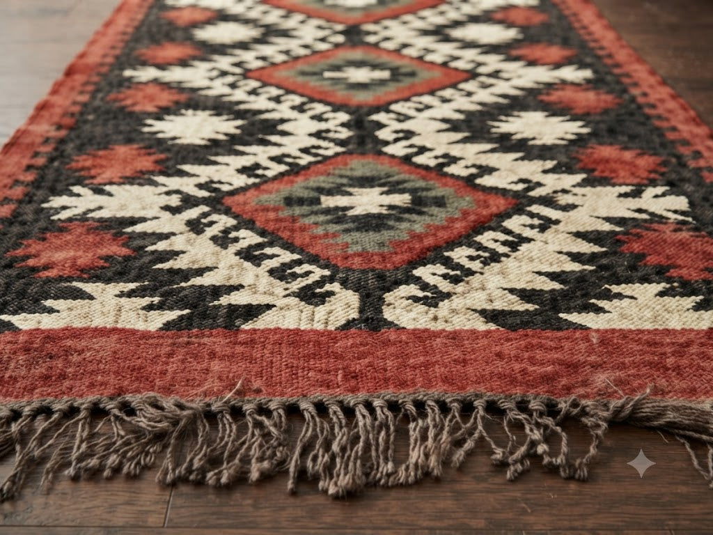 Rectangle Farmhouse Kilim Wool Jute Vintage Rug – Durable Handcrafted Area Rug for Modern Home Décor