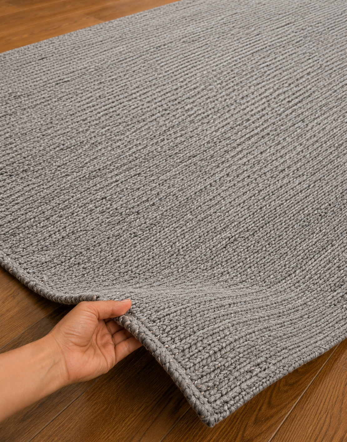 Natural Handwoven Jute Area Rug Grey Dye Farmhouse Boho Rug for Living Room, Bedroom & Entryway Rustic Indoor Floor Mat