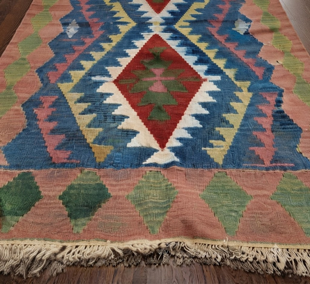 Handmade Carpet Rectangle Elegant Wool Jute Rug -Rustic Look Hand Woven Kilim Rug for Living Room, Hallway, Bedroom -Multicolor (Copy) (Copy)