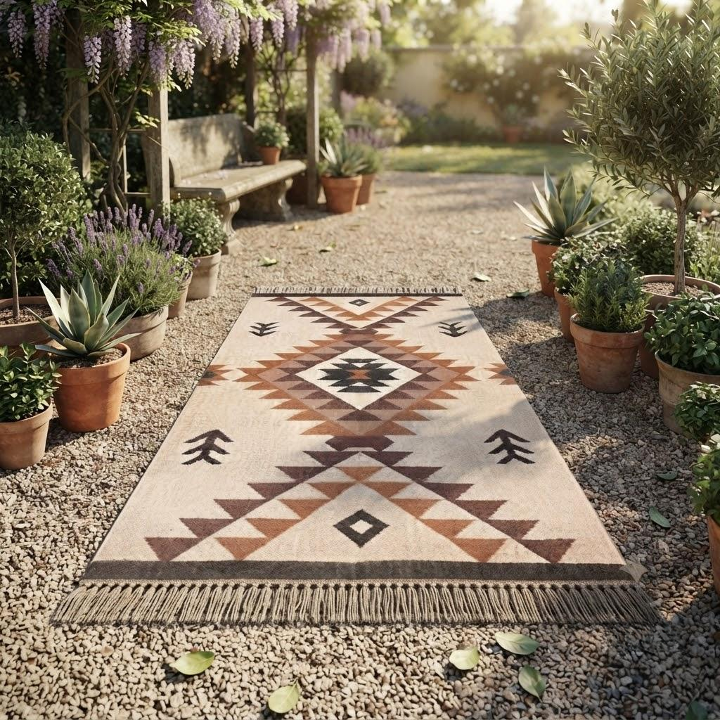 Rectangle Natural Wool Jute Kilim Rug – Handmade, Sustainable, Neutral Area Rug Ideal for Living Room, Lounge, or Bedroom Spaces