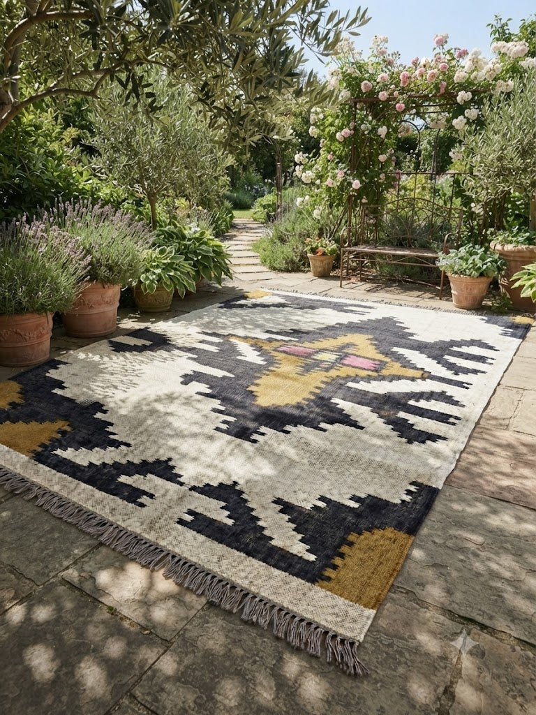 Rectangle Kilim Rug Wool Area Rug Multicolor Wool & Braided Jute Rug Indoor Outdoor Rug Flatweave Rug High Traffic Area Lake House Bedroom Bedside Runner Kitchen Hallway