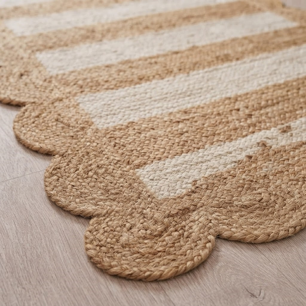 Rectangle Area Rug Boho Hand Woven Natural Jute Vintage Rug Home Decor Farmhouse Carpet Rag Rug for Kitchen Living Room and Bedroom