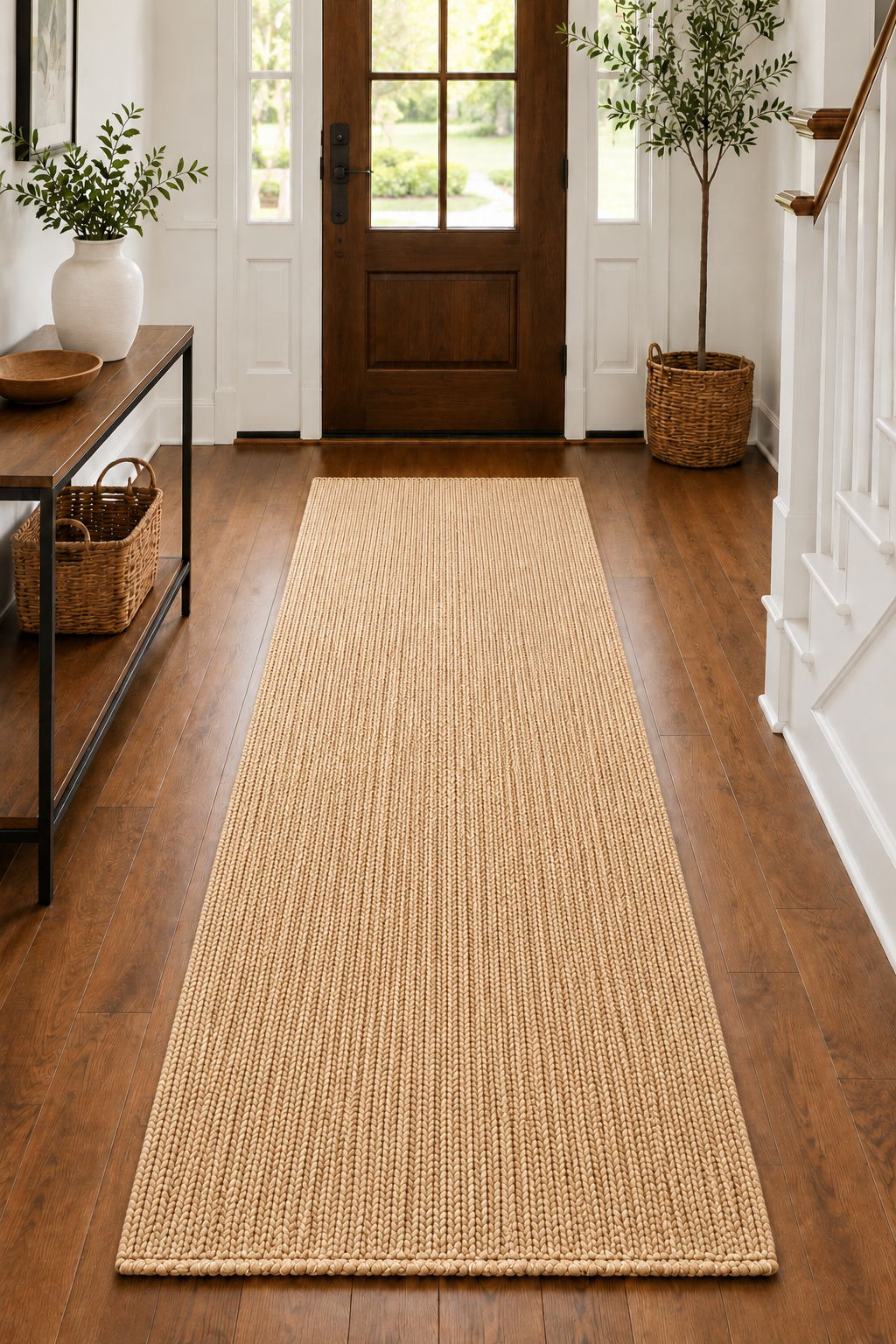 Natural Handwoven Jute Area Rug Natural Beige Farmhouse Boho Rug for Living Room, Bedroom & Entryway Rustic Indoor Floor Mat