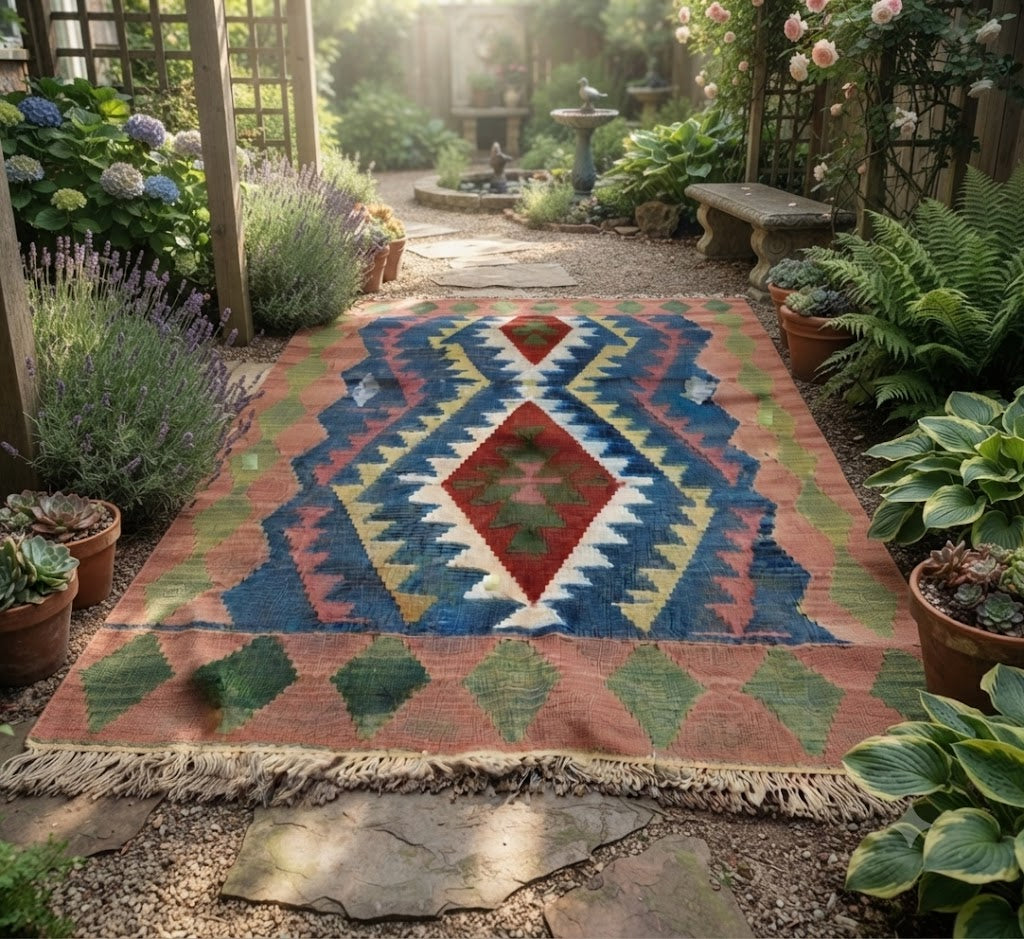 Handmade Carpet Rectangle Elegant Wool Jute Rug -Rustic Look Hand Woven Kilim Rug for Living Room, Hallway, Bedroom -Multicolor (Copy) (Copy)