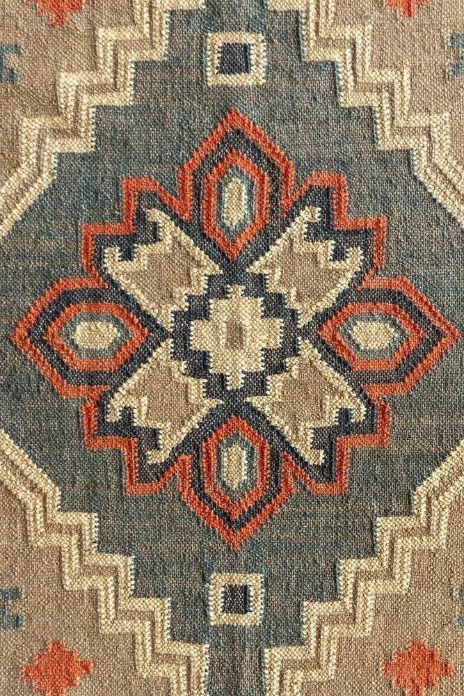 Durable Handmade Rectangle Kilim Wool Boho Rustic Look Area Carpet Jute Rug Farmhouse Mats