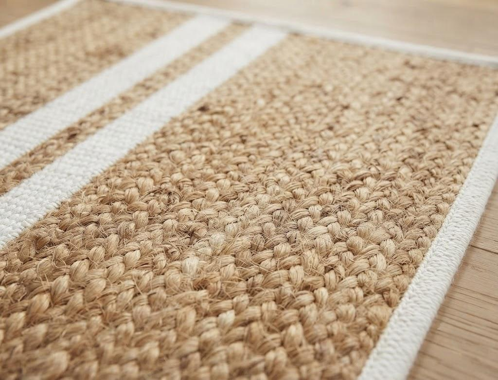 Natural Jute Area Rug Hand Woven Braided Rug Home Decor Farmhouse Carpet Rag Rug for Kitchen Living Room and Bedroom - Rectangle (Beige & White)
