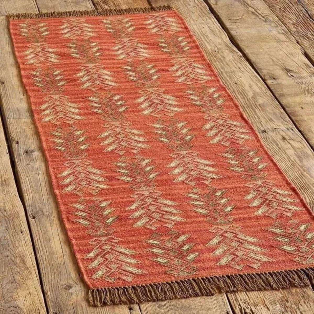 Durable Handmade Rectangle Kilim Wool Boho Rustic Look Area Carpet Jute Rug Farmhouse Mats