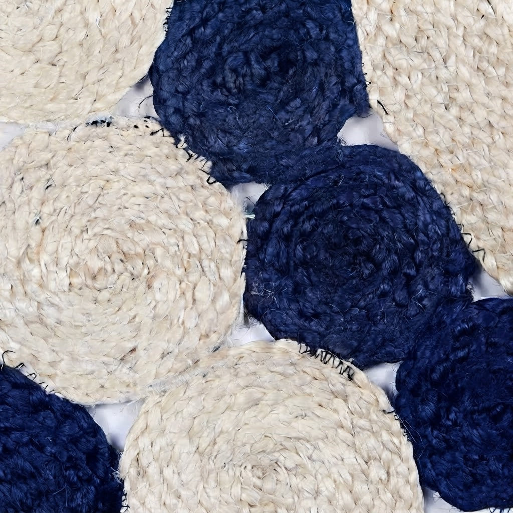 Jute Rug Round Shape Area Rug 100% Hand Braided Rustic Look Area Rug for Home Decor Farmhouse Boho Carpet Mats (Black & White)