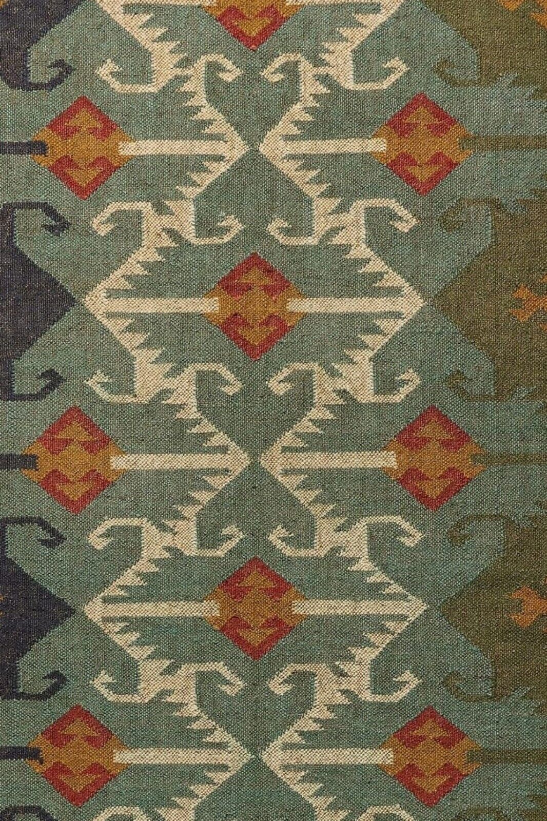 Durable Farmhouse Rectangle Kilim Wool Boho Jute Rug Handmade Mats Area Carpet Rustic Look