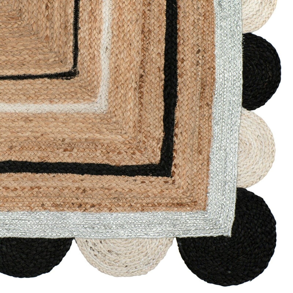 Rectangle Cotton Jute Area Rug Hand Woven Braided Rag Rug for Kitchen Living Room Guestroom Farmhouse Area Rug