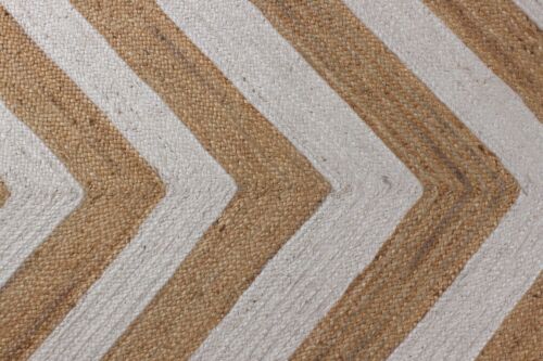 Rectangle Cotton Jute Area Rug Hand Woven Braided Rag Rug for Kitchen Living Room Guestroom Farmhouse Area Rug -White & Beige
