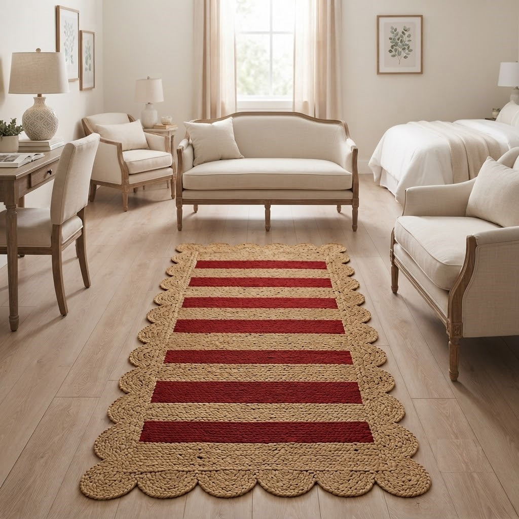 Rectangle Vintage Rug Area Rug Boho Hand Woven Natural Jute Home Decor Farmhouse Carpet Rag Rug for Kitchen Living Room and Bedroom