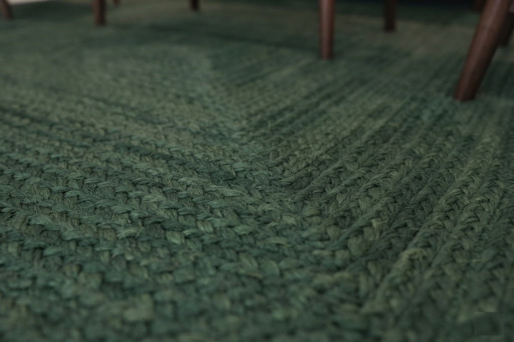 Natural Jute Area Rug Hand Braided Rug Home Decor Farmhouse Carpet Rag Rug for Kitchen Living Room and Bedroom - Rectangle-Green