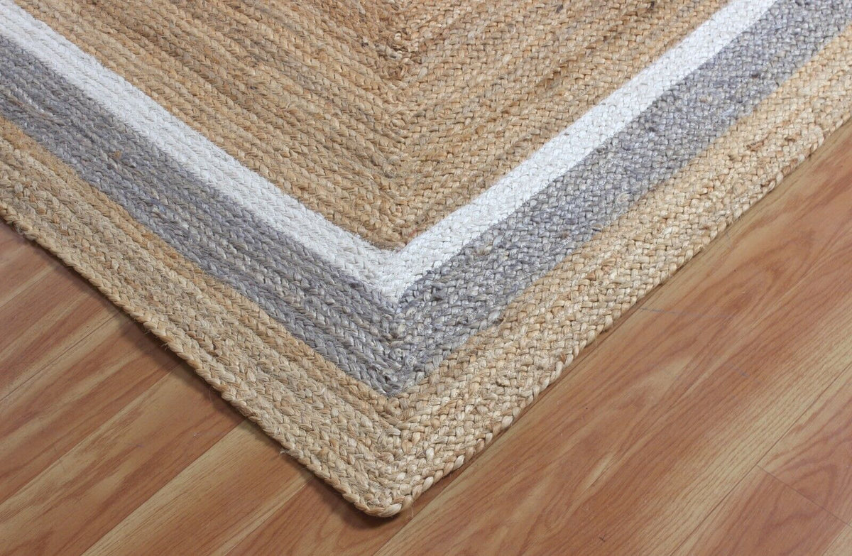Rectangle Natural Jute Area Rug Hand Woven Braided Rag Rug for Kitchen Living Room and Bedroom Area Rug