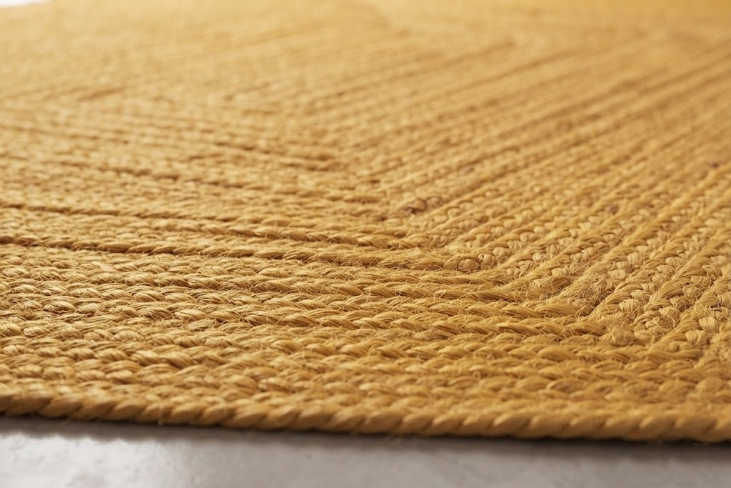 Natural Jute Area Rug Hand Braided Rug Home Decor Farmhouse Carpet Rag Rug for Kitchen Living Room and Bedroom - Rectangle-Yellow