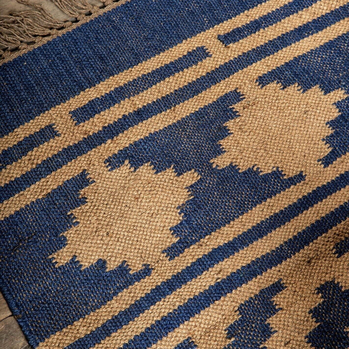 Handmade Rectangle Kilim WoolBoho Rustic Look Durable Area Carpet Jute Rug Farmhouse Mats