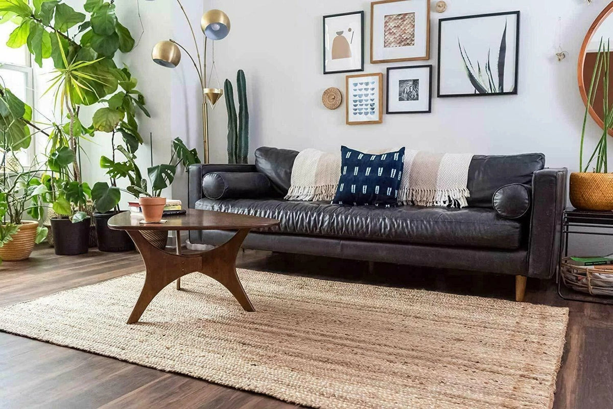 Rectangle Jute Area Rug Hand Woven Braided Sisal Rug Home Decor Farmhouse Carpet Rag Rug for Kitchen Living Room and Bedroom-Natural Beige