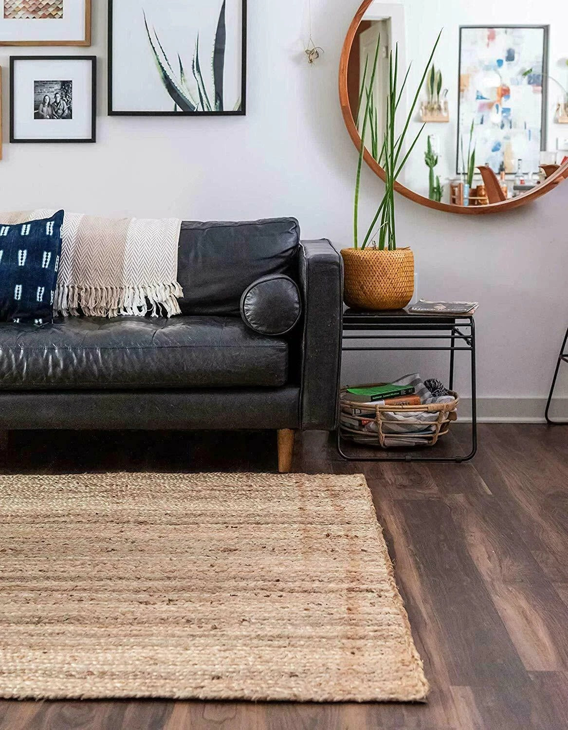 Rectangle Jute Area Rug Hand Woven Braided Sisal Rug Home Decor Farmhouse Carpet Rag Rug for Kitchen Living Room and Bedroom-Natural Beige