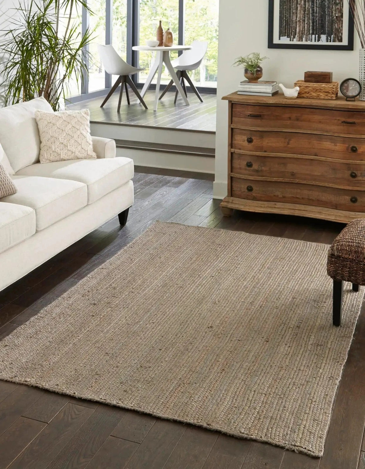 Rectangle Jute Area Rug Hand Woven Braided Sisal Rug Home Decor Farmhouse Carpet Rag Rug for Kitchen Living Room and Bedroom-Grey Dye