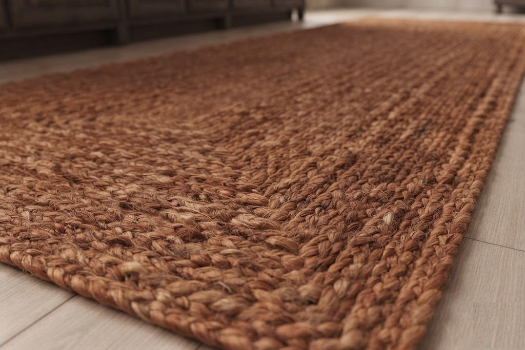Natural Jute Area Rug Hand Braided Rug Home Decor Farmhouse Carpet Rag Rug for Kitchen Living Room and Bedroom - Rectangle-Brown