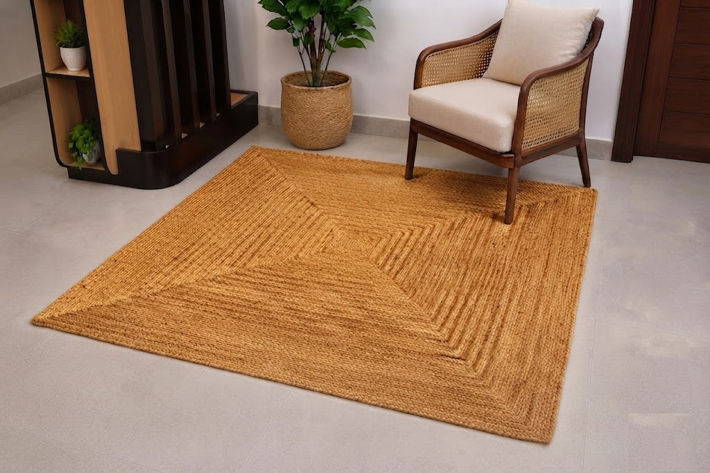 Natural Jute Area Rug Hand Braided Rug Home Decor Farmhouse Carpet Rag Rug for Kitchen Living Room and Bedroom - Rectangle-Beige (Copy)