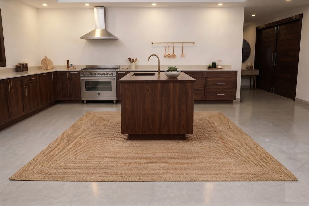Natural Jute Area Rug Hand Braided Rug Home Decor Farmhouse Carpet Rag Rug for Kitchen Living Room and Bedroom - Rectangle-Beige (Copy)