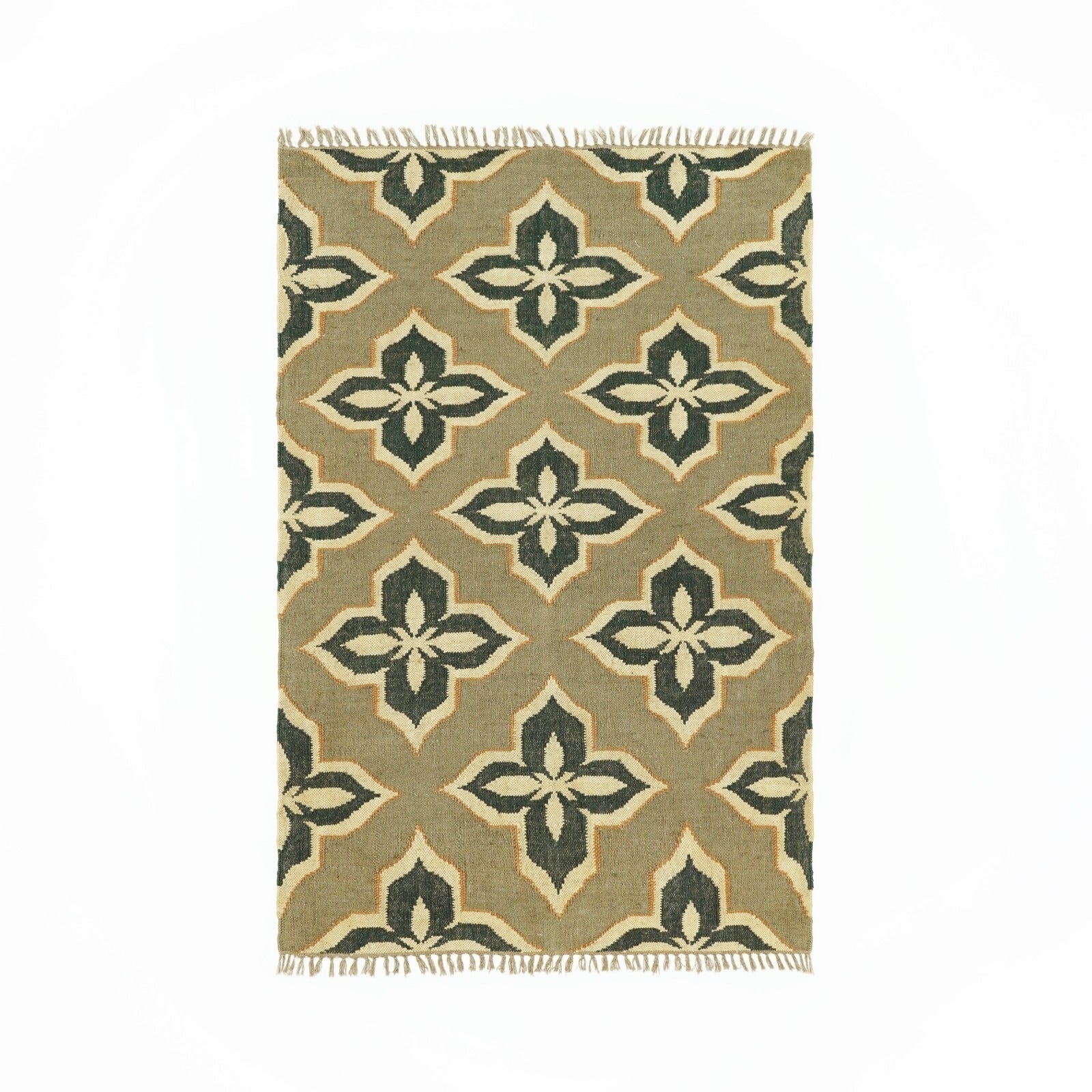 Rectangle Kilim Area Rug – Handwoven Wool & Jute Flatweave – Indoor/Outdoor Rug for Living Room, Bedroom, Dining, High-Traffic Areas, Lake House Decor-Multi-Colour