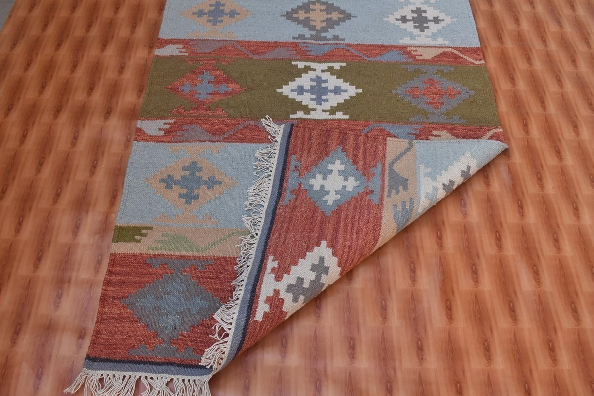 Durable Rustic Look Farmhouse Rectangle Handmade Kilim Wool Jute Rug -Boho Mats Boho Area Carpet Multicolor