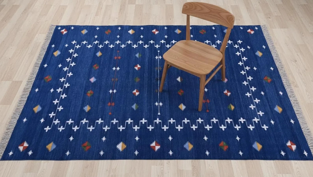 Handmade Kilim Wool Durable Rustic Look Farmhouse Jute Rug -Boho Mats Boho Area Rectangle Carpet