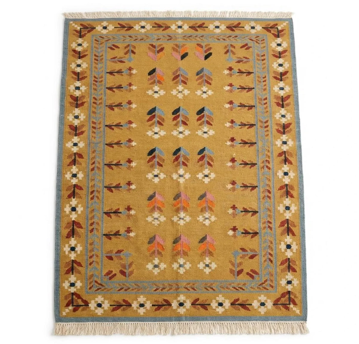 Multicolor Handmade Kilim Wool Durable Rustic Look Farmhouse Jute Rug -Boho Mats Boho Rectangle Area Carpet Yellow
