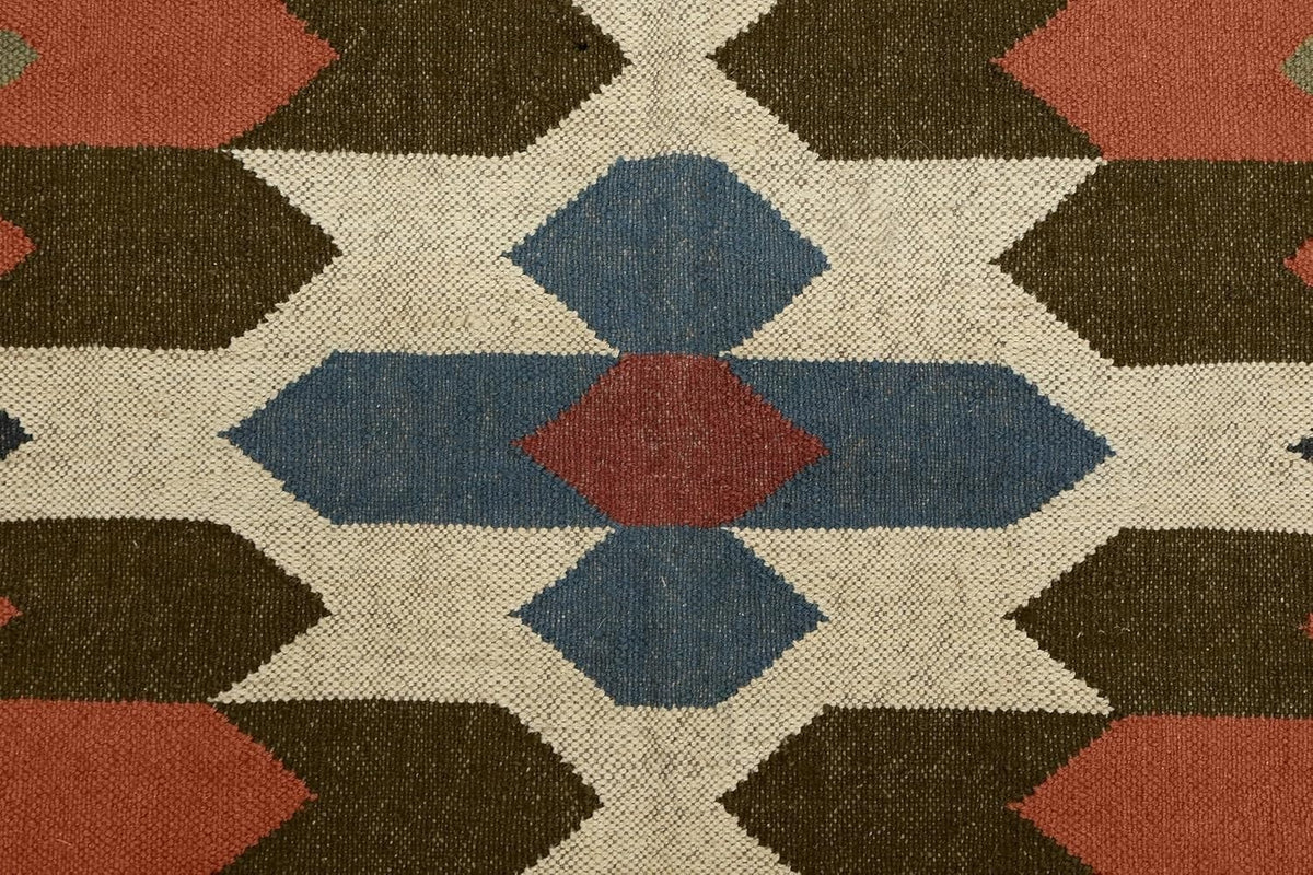 Rectangle Boho Mats Multicolor Handmade Kilim Wool Durable Rustic Look Farmhouse Jute Rug - Boho Area Carpet
