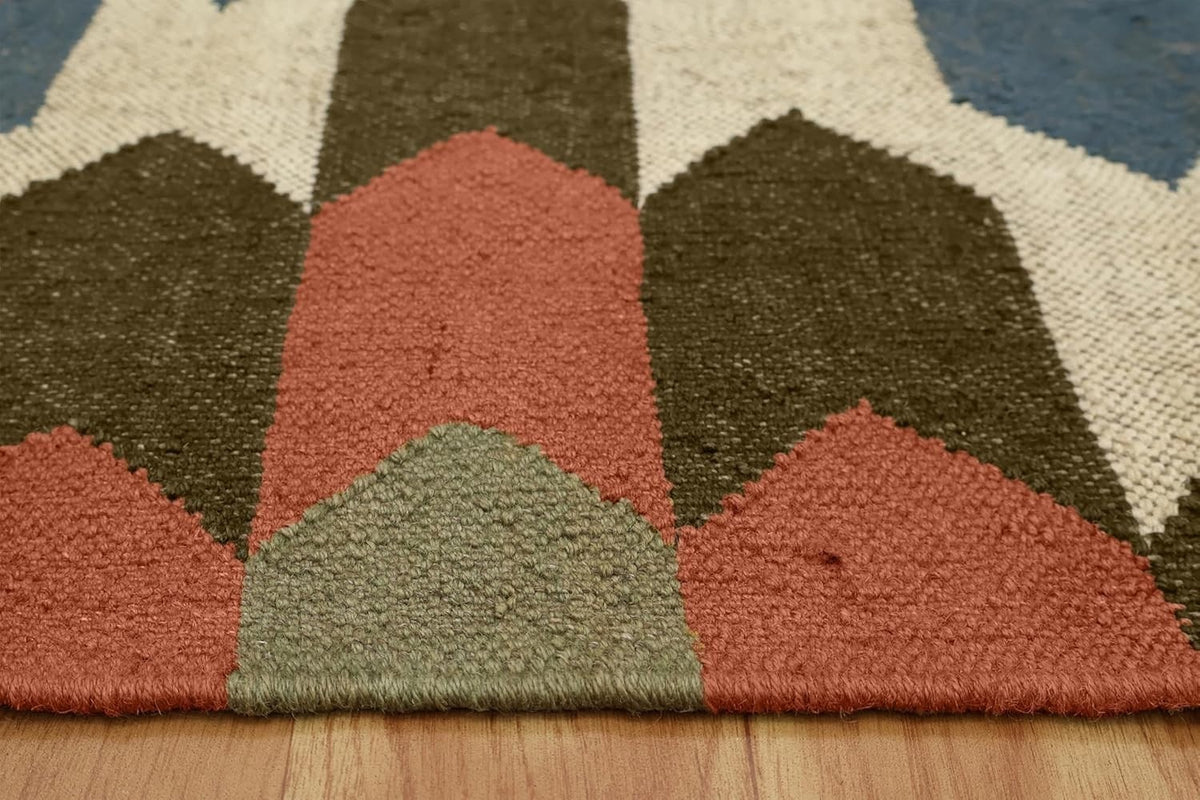 Rectangle Boho Mats Multicolor Handmade Kilim Wool Durable Rustic Look Farmhouse Jute Rug - Boho Area Carpet