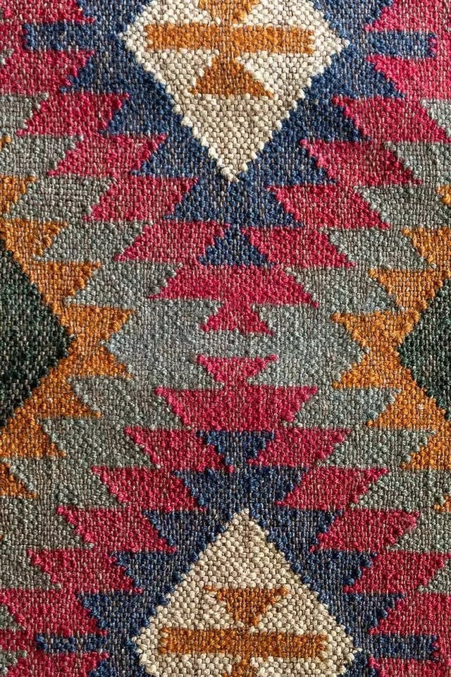 Handmade Kilim Rectangle Boho Mats Wool Durable Rustic Look Farmhouse Jute Rug - Boho Area Carpet Multicolor