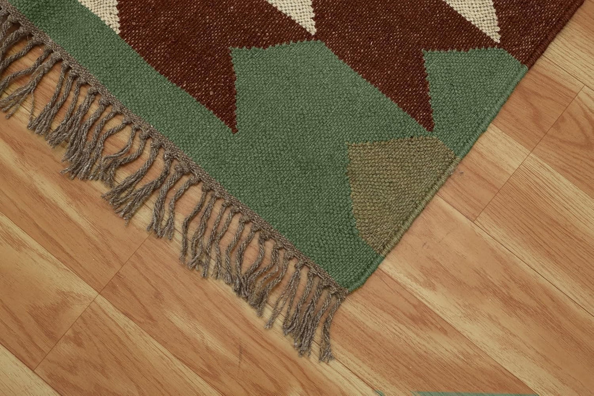 Handmade Kilim Rectangle Boho Mats Wool Durable Rustic Look Farmhouse Jute Rug - Boho Area Carpet
